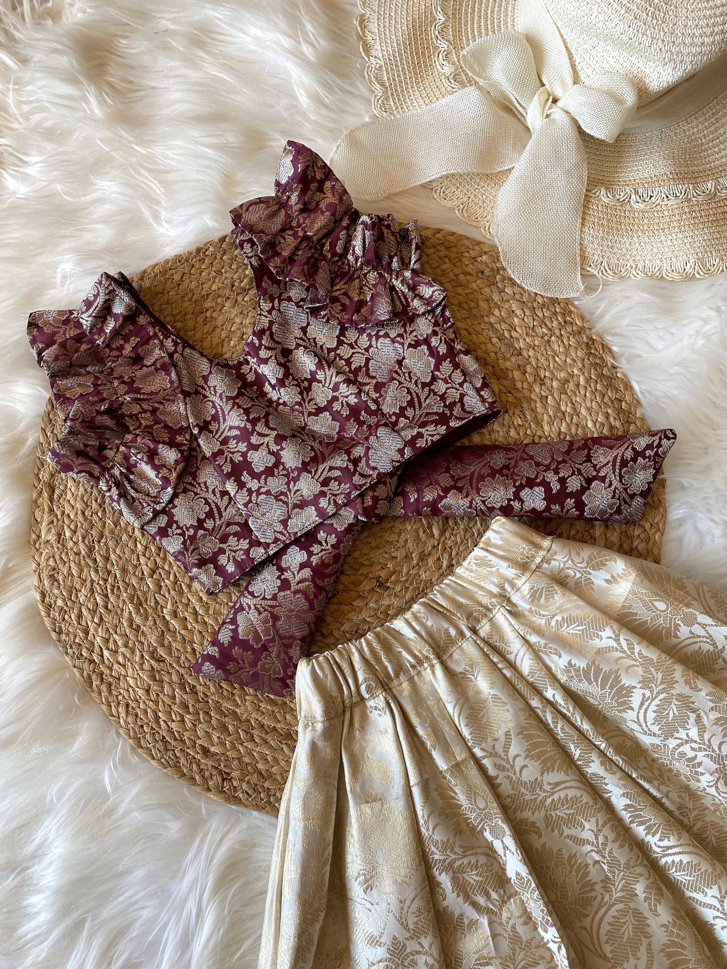 Banarasi Silk Ruffle Sleeve Lehenga