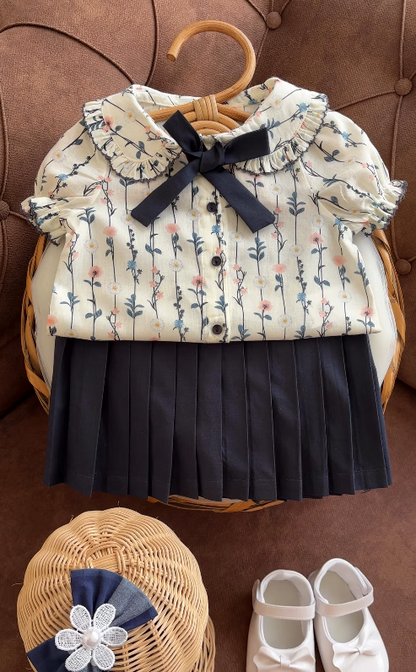 Classy Little Diva Looks Pleated Skirt Set