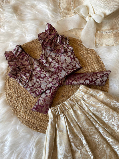 Banarasi Silk Ruffle Sleeve Lehenga