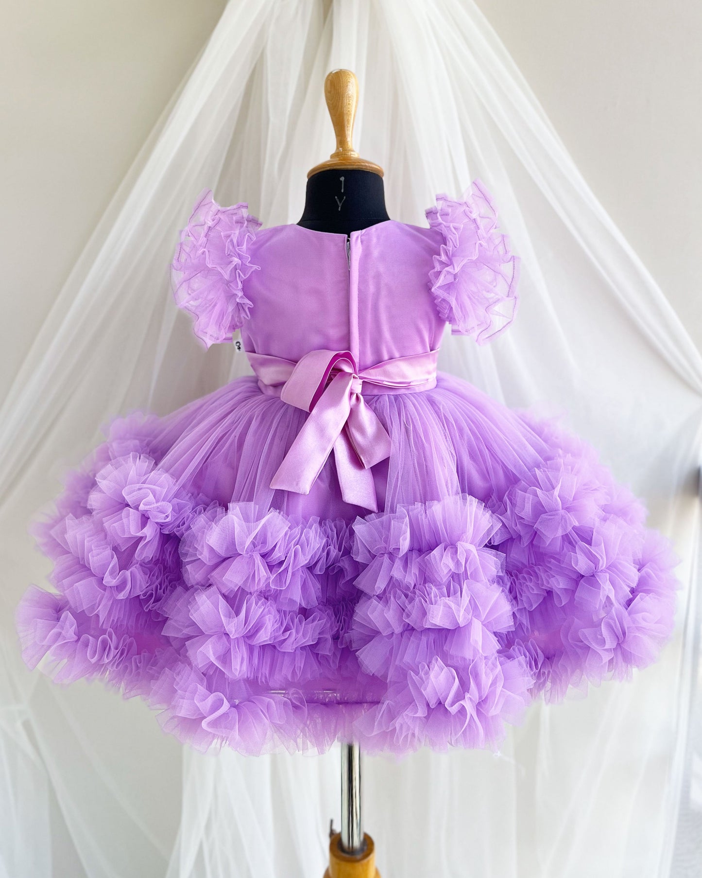 Lavender Fairy Heavy Frill Party Wear Gown