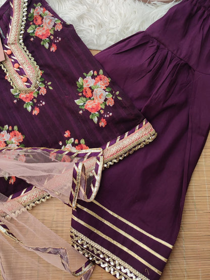 Kiara Royal Blossom Embroidered Suit Set