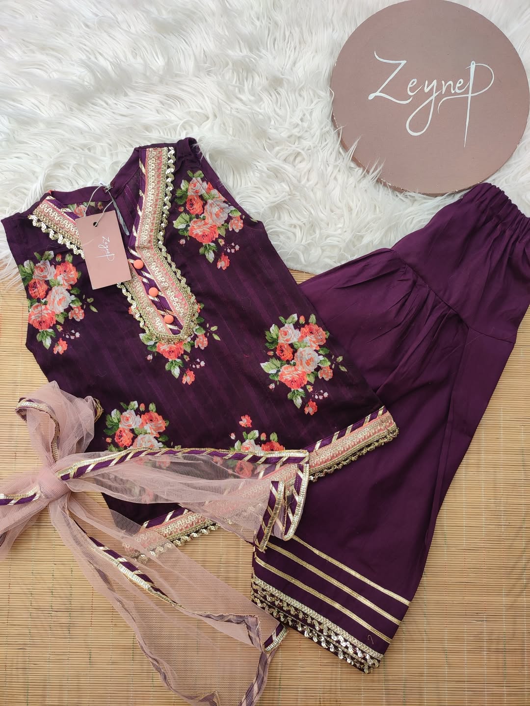 Kiara Royal Blossom Embroidered Suit Set