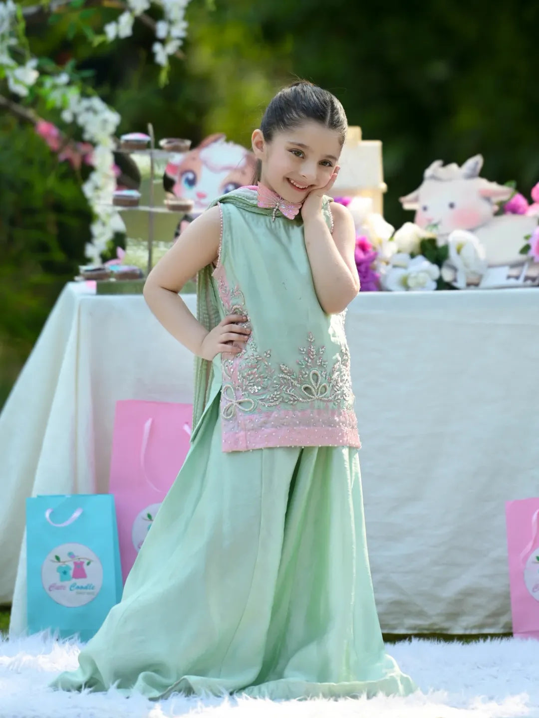 Elmyra Mint Embroidered Festive Set