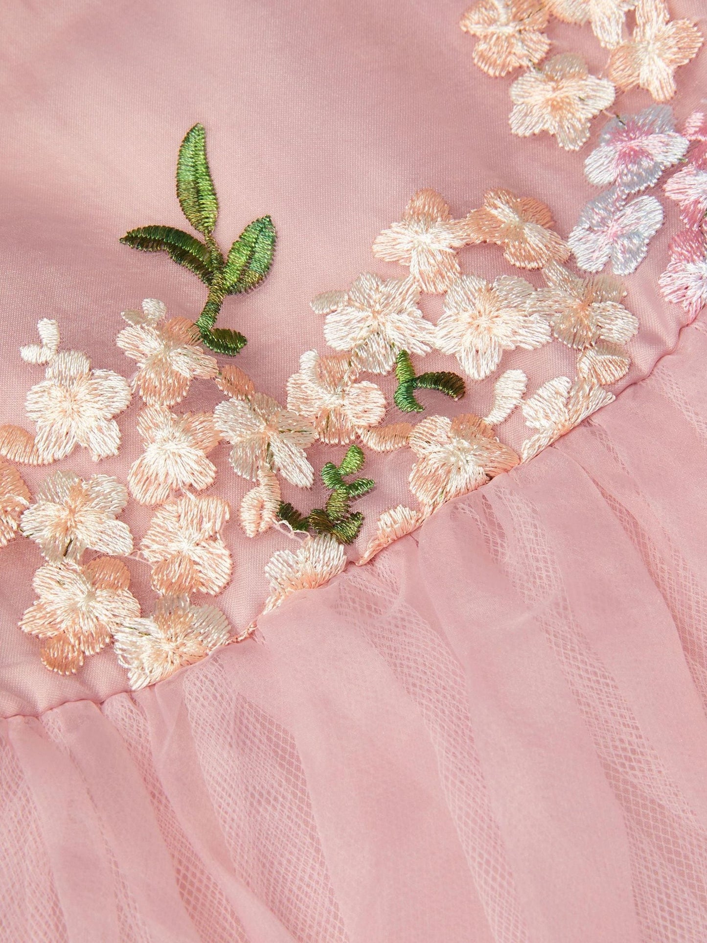 Monsoon Pink Baby Floral Embroidered  Party Dress