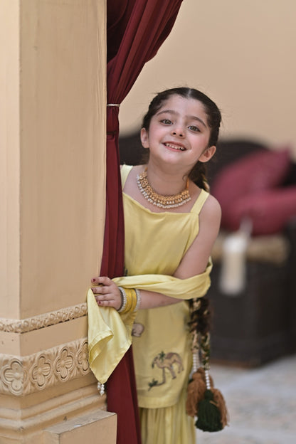 Royal Desert Muse Traditional Kurti Sharara Dupatta Set