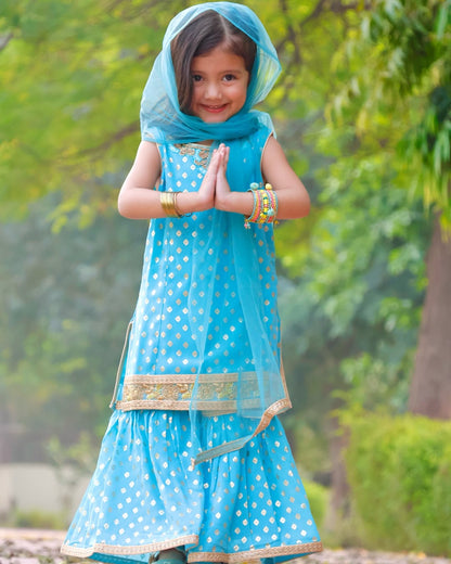 Sky Bloom Ethnic Sharara Set