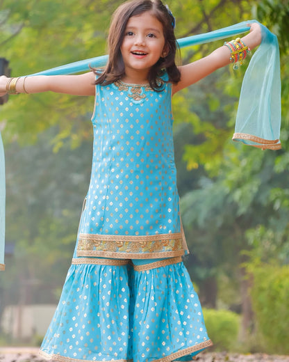 Sky Bloom Ethnic Sharara Set