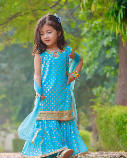 Sky Bloom Ethnic Sharara Set